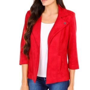 NYCC red faux suede blazer jacket size small NWT